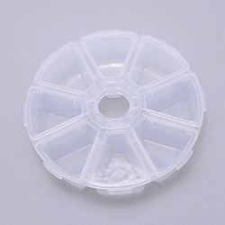 Transparent Plastic Bead Containers, 8 Compartments, Flat Round, White, 10.5x2.7cm(CON-WH0073-87B)