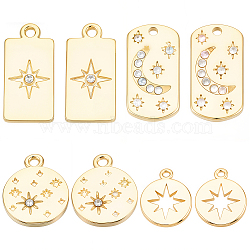 16Pcs 4 Styles Alloy Pendants, with Crystal Rhinestone, Cadmium Free & Nickel Free & Lead Free, Real 18K Gold Plated, 12~19x9~12x1~2mm, Hole: 1~1.5mm, 4pcs/style (FIND-SC0021-43)