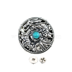 Alloy Decorative Rivets, with Imitation Turquoise and Screws, for Purse, Bags, Leather Crafts Decoration, Flat Round with Dragon Pattern, Light Sky Blue, 26.5x6.5mm, Hole: 2.5mm(BUTT-TAC0006-15D)