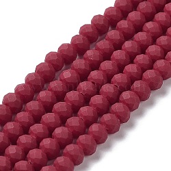 Glass Beads Strands, Faceted, Frosted, Rondelle, FireBrick, 3.5mm, Hole: 1mm, about 123~127pcs/strand, 13.7~14.1 inch(35~36cm)(EGLA-A034-P3mm-MD02)