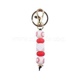 Silicone Keychains, with Metal Clasps, Baseball, 10.5cm(PW-WG4002C-06)