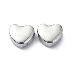 Non-Tarnish 304 Stainless Steel Beads, Heart, Stainless Steel Color, 8x9x4.5mm, Hole: 1.4mm(X-STAS-C089-03A-P)