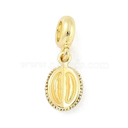 Brass Enamel Fruit European Dangle Charms, Large Hole Pendants, Real 18K Gold Plated, Durian, 26mm, Hole: 5mm(KK-Z090-08G-07)