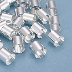 Brass Tube Beads, Long-Lasting Plated, Tube, 925 Sterling Silver Plated, 11x10mm, Hole: 10mm(KK-Y003-76C-S)