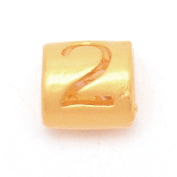 Alloy Beads, Column with Hollow Number, Matte Gold Color, Number, 6.5x6mm, Hole: 3.3mm