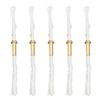5Pcs Replacement Fiberglass Torch Wicks, with Brass Tube Holder, for Oil Lamp Alcohol Burner, White, 14.3~15x1cm