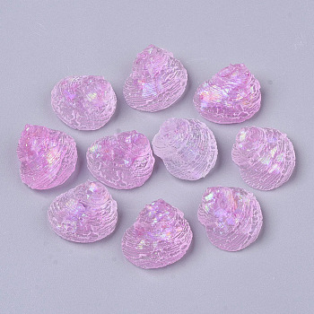 Transparent Epoxy Resin Cabochons, Imitation Jelly Style, with Sequins/Paillette, Conch Shell Shape, Violet, 17.5x15x9.5mm