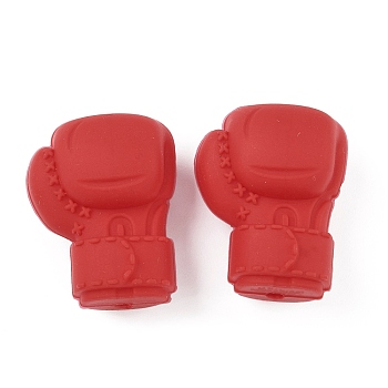 Silicone Beads, Boxing Gloves, Red, 28.5x22x16mm, Hole: 2mm