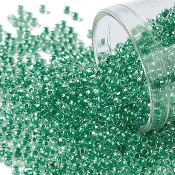 TOHO Round Seed Beads, Japanese Seed Beads, (343) Crystal Lined Jade, 11/0, 2.2mm, Hole: 0.8mm, about 1110pcs/bottle, 10g/bottle