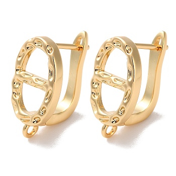Brass Hoop Earrings Findings, Oval, Real 18K Gold Plated, 18x11mm, Hole: 1.4mm, Pin: 0.9mm