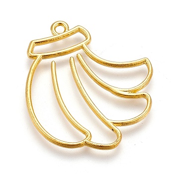Zinc Alloy Open Back Bezel Pendants, For DIY UV Resin, Epoxy Resin, Pressed Flower Jewelry, Banana, Golden, 35.5x30.5x2mm, Hole: 2mm