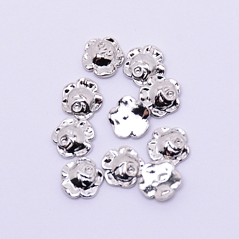 Retro Alloy Cabochons, Nail Art Decoration Accessories, Flower, Platinum, 6.3x6x1.6mm
