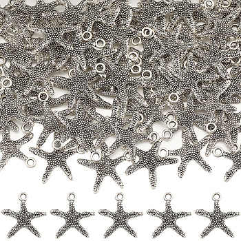 100PCS Tibetan Style Alloy Pendants, Lead Free & Cadmium Free, Starfish/Sea Stars, Antique Silver, 19.5x19x2mm, hole: 2mm