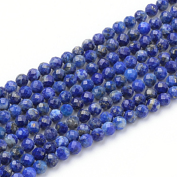 Natural Lapis Lazuli Beads Strands, Faceted, Round, 2.5mm, Hole: 0.5mm, about 163pcs/strand, 15.16 inch