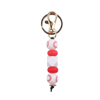 Silicone Keychains, with Metal Clasps, Baseball, 10.5cm