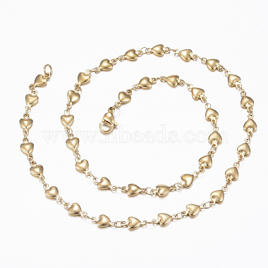 304 Stainless Steel Heart Link Chain Jewelry Sets(SJEW-H103-A-01G)-3