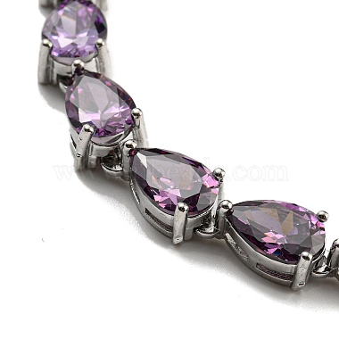 Rack Plating Brass Pave Cubic Zirconia Teardrop Links Bracelets for Women(BJEW-H604-01P-07)-2