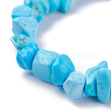Bracelet extensible en perles de turquoise synthétique pour femme(BJEW-AL00003-12)-4