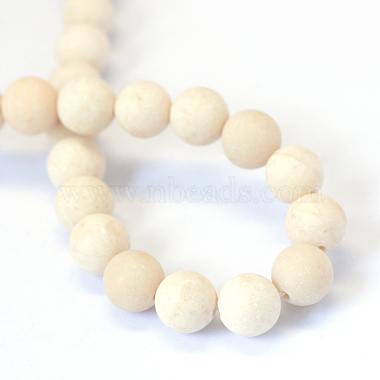 Frosted Natural Fossil Round Bead Strands(G-E334-12mm-22)-3