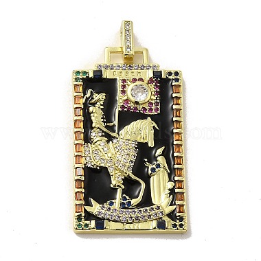 Real 18K Gold Plated Black Tarot Brass+Cubic Zirconia+Enamel Pendants