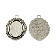 Style tibétain supports cabochons alliage de zinc pendentif ovale(TIBEP-R334-257AS-RS)-1
