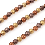 PVD Vacuum Plating Non-magnetic Synthetic Hematite Beads Strands, Long-Lasting Plated, Matte Style, Round, Faceted, Mixed Color, 6mm, Hole: 1mm, about 67pcs/Strand, 14.57 inch(37cm)(G-F682-01A)