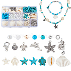 Gemstone Set, with Alloy Pendants, Jump Rings, Mixed Color, 15x12x6mm, Hole: 1mm, about 28pcs/strand, 15.4 inch(DIY-GA0002-78)