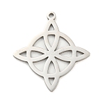 Non-Tarnish 304 Stainless Steel Pendants, Laser Cut, Witches Knot Wiccan Symbol Charm, Stainless Steel Color, 27x25x1mm, Hole: 1.4mm(STAS-P330-03P)