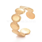Ion Plating(IP) 304 Stainless Steel Oval Wrap Open Cuff Ring for Women, Golden, US Size 9(18.9mm)(RJEW-C025-05G)