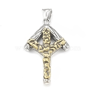 304 Stainless Steel Pendants, Viking Odin Rune Charm, Antique Bronze & Antique Silver, 49.5x31x7mm, Hole: 3.5x7mm(STAS-G303-20AB)