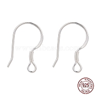 925 Sterling Silver Earring Hooks, Silver, 15.5x14.5mm, Hole: 2mm, 20 Gauge, Pin: 0.8mm(STER-G011-14)