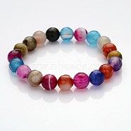 Faceted Natural Agate Round Beads Kids Stretch Bracelets, with Korean Elastic Crystal Thread, Colorful, 43mm(BJEW-JB01910)