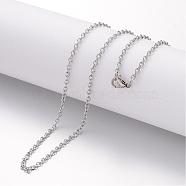 304 Stainless Steel Necklace, Cable Chains, with Lobster Clasps, Stainless Steel Color, 23.6 inch(600mm), 2.3mm(MAK-K004-06P)