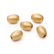 Brass Beads, Long-Lasting Plated, Matte Style, Rice, Real 18K Gold Plated, 8x6mm, Hole: 2mm(KK-G390-19MG)