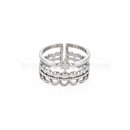 304 Stainless Steel Star Open Cuff Ring for Women, Stainless Steel Color, US Size 7 1/4(17.5mm)(RJEW-S405-151P)