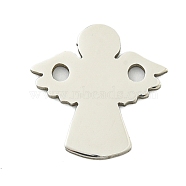 Non-Tarnish 201 Stainless Steel Connectors Charm, Angel Link, Laser Cut, Stainless Steel Color, 14.5x15x1mm, Hole: 1.8mm(STAS-M015-25P)