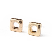 Brass Beads, Long-Lasting Plated, Square, Golden, 2x2x1mm, Hole: 1mm(KK-C019-09G)