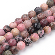 Natural Rhodonite Beads Strands, Faceted, Round, 4~4.5mm, Hole: 1mm, about 96pcs/strand, 15.5 inch(G-Q462-108-4mm)