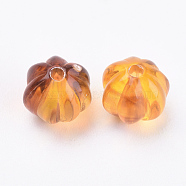 Acrylic Corrugated Beads, Imitation Amber, Round, Dark Orange, 7.5mm, Hole: 1.5mm, about 2090pcs/500g(OACR-S016-29)
