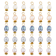 30Pcs 5 Colors Natural Freshwater Shell Rice Charms, with Golden Tone 304 Stainless Steel Loops, Mixed Color, 14~15x4.5~6mm, Hole: 2mm, 6pcs/color(PALLOY-AB00092)