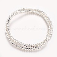 Electroplated Non-magnetic Synthetic Hematite Beads Strands, Long-Lasting Plated, Polygon, Silver Plated, 3x3.5mm, Hole: 0.8mm, about 140pcs/strand, 16.53 inch(42cm)(G-P379-F01)