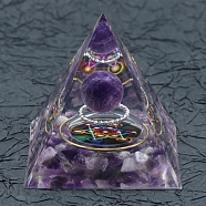 Resin Orgonite Pyramid, Amethyst Energy Generator, for Stress Reduce Healing Meditation Attract Wealth Lucky Room Decor, 60x60x60mm(PW-WG36540-04)