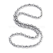 Electroplated Synthetic Non-magnetic Hematite Round & Drum Beaded Necklaces, Platinum Plated, 20.67 inch(52.5cm)(G-P545-E01-P)