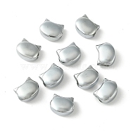 Electroplate Glass Beads, Full Plated, Cat Shape, Platinum Plated, 8x10x5mm, Hole: 1.2mm(EGLA-Z005-FP02)