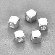 201 Stainless Steel Beads, Square, Silver, 3x3x3mm, Hole: 1.6mm(STAS-P223-09S-01)