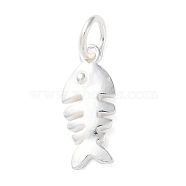 925 Sterling Silver Pendants, Fish Charms with Jump Rings, Silver, 15.5x7x2mm, Hole: 4mm(STER-E071-01S-06)