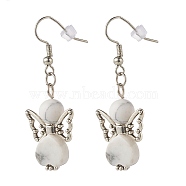 Fairy Natural & Synthetic Howlite Dangle Earring for Girl Women, Stainless Steel Color, 47mm, Pin: 0.7mm(EJEW-JE04655)