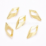 Rack Plating Brass Pendants,   Rhombus, Golden, 27x11x4.5mm, Hole: 0.8mm(KK-D530-06G)