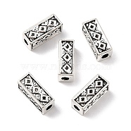 Tibetan Style Alloy Beads, Rectangle, Antique Silver, 14.5x5.5x5.5mm, Hole: 2.6mm(PALLOY-C154-25AS)