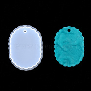 Pendant Silicone Molds, Resin Casting Molds, For UV Resin, Epoxy Resin Jewelry Making, Oval, White, Inner Size: 8x6x1.2cm, Hole: 0.5cm(DIY-I011-14)
